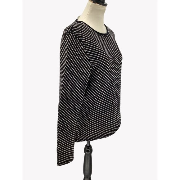 Vintage Lawrence Rich Womens Black & White Striped Sweater Size L Cozy Knit - Picture 2 of 6